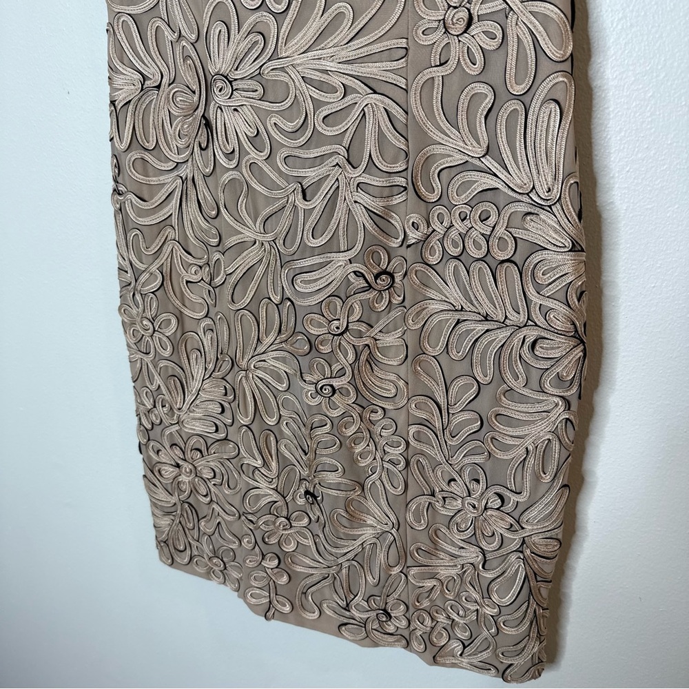 New Sue Wong Cap Sleeve Embroidered Appliqué Sheath Dress size 6 - Picture 7 of 15